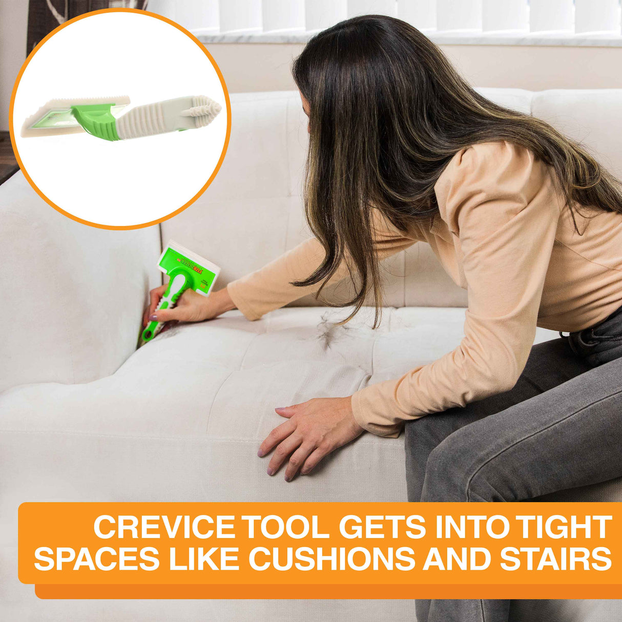 Crevice tool gets into tight spaces