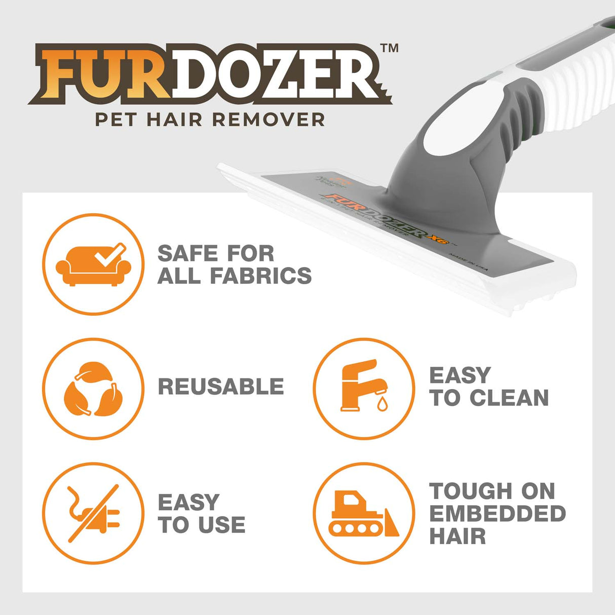 Picture explaining the benefits of the FurDozer