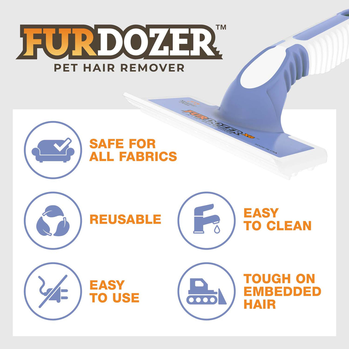 Picture explaining the benefits of the FurDozer