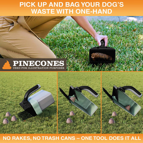 A person picking up dog waste with one hand