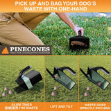 A person picking up dog waste with one hand