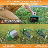 A person picking up dog waste with one hand