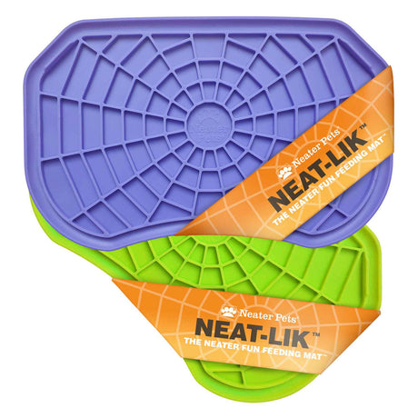 Neat-Lik Mat Slow Feed Licking Mat comes in Green and Purple