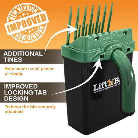 New & improved design includes additional tines for smaller pieces and improved locking tab design. 