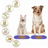 Cat and Dog sitting with the Neat-Lik Mats explaining the benefits of the mat