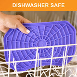 The Neater Pets Neat-Lik Mat being placed on the top rack of the dishwasher