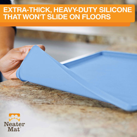 The bottom of the Neater Mat is non-slip which prevents it from sliding on floors