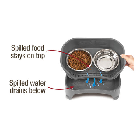 Diagram showing the water draining into the base of the feeder