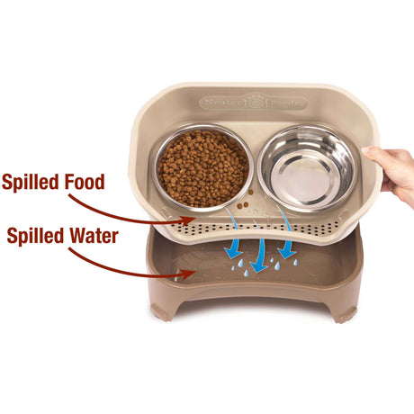 Diagram showing the water draining into the base of the feeder