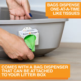 Comes with a bag dispenser - bags dispense one at a time like tissues
