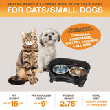 Sizing information for the Cappuccino small EXPRESS Neater Feeder with Stainless Steel Slow Feed Bowl