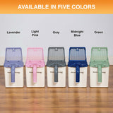 Available in 5 colors: Lavender, Light Pink, Gray, Midnight Blue, Green
