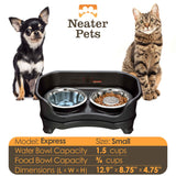 Information about the Midnight Black cat to small dog EXPRESS Neater Feeder with Stainless Steel Slow Feed Bowl