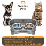 Information about the Gunmetal cat to small dog EXPRESS Neater Feeder with Stainless Steel Slow Feed Bowl