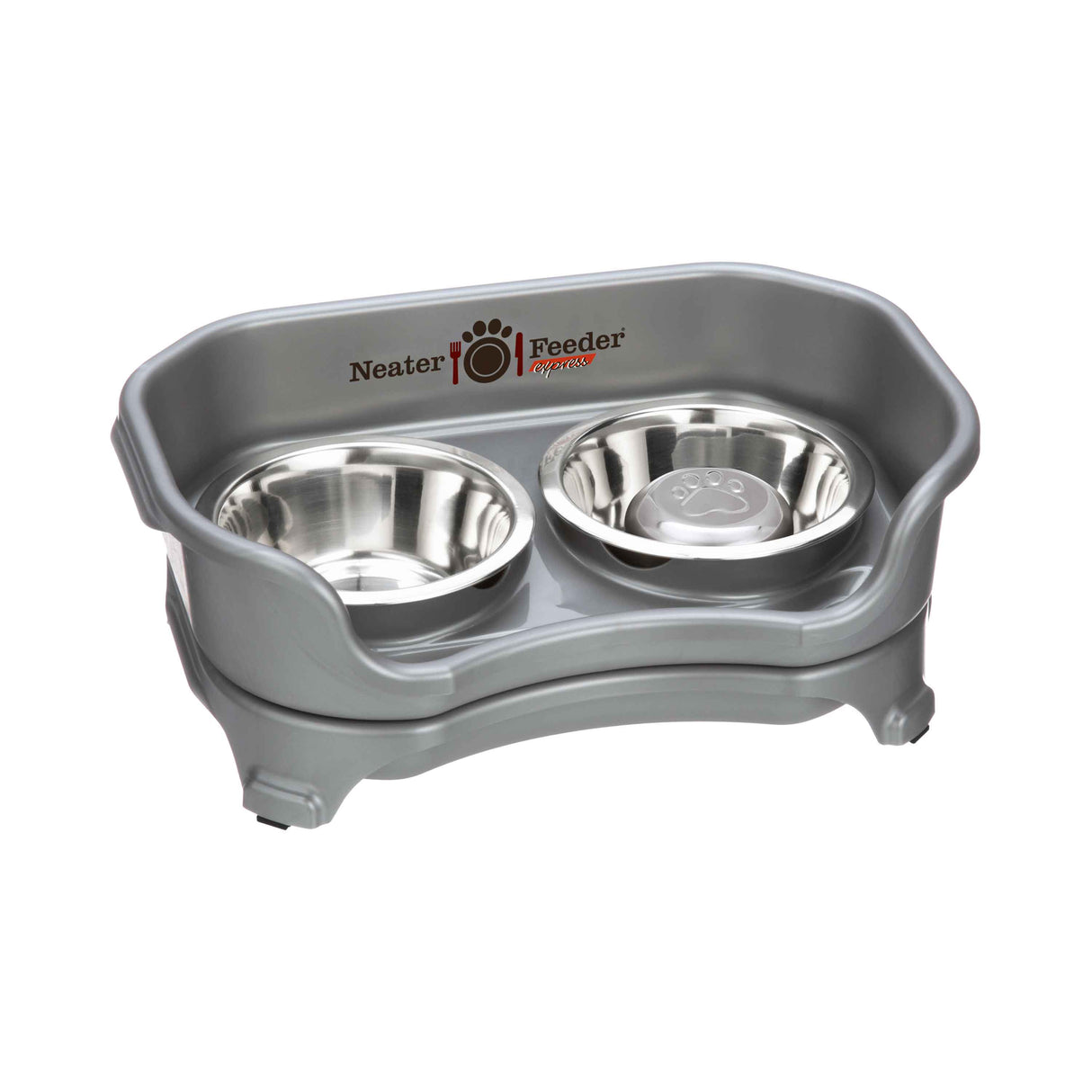 Gunmetal cat to small dog EXPRESS Neater Feeder with Stainless Steel Slow Feed Bowl