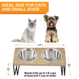 Angled Wooden Pet Feeder with Ceramic or Stainless Steel Bowls