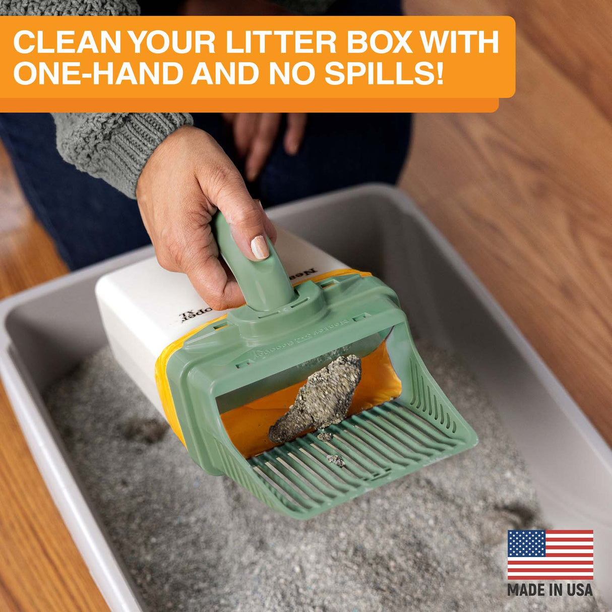 Clean your litter box with one hand and no spills