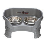 Deluxe Cat Neater Feeder with leg extensions in Gunmetal Grey