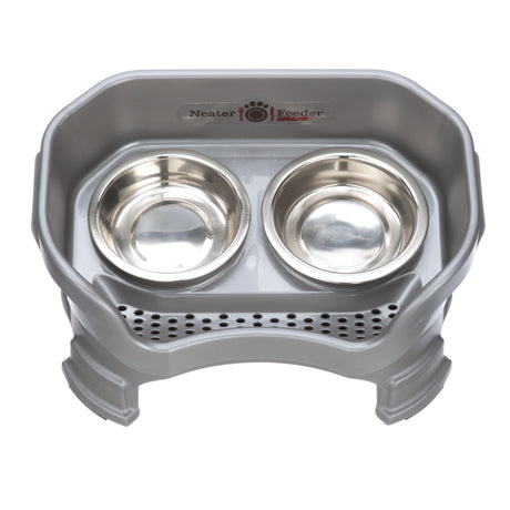 Deluxe Cat Neater Feeder with leg extensions in Gunmetal Grey