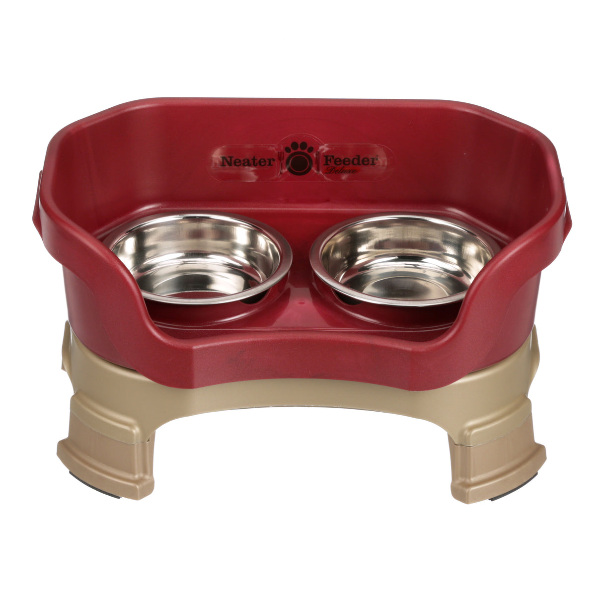 Deluxe Cat Cranberry raised Neater Feeder with leg extensions dog bowls