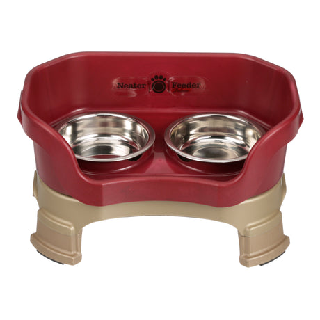 Deluxe Cat Cranberry raised Neater Feeder with leg extensions dog bowls