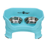 Deluxe Cat Neater Feeder with leg extensions in Aqua