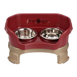 Deluxe Small Dog Cranberry raised Neater Feeder with leg extensions dog bowls