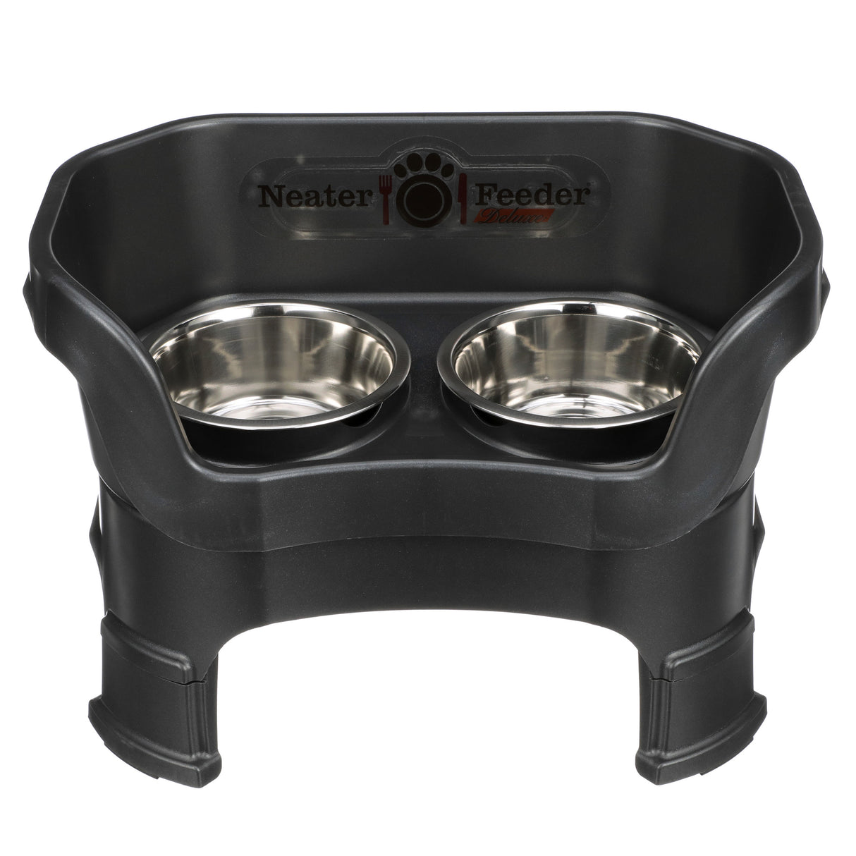Deluxe medium Neater Feeder in Midnight Black with leg extensions