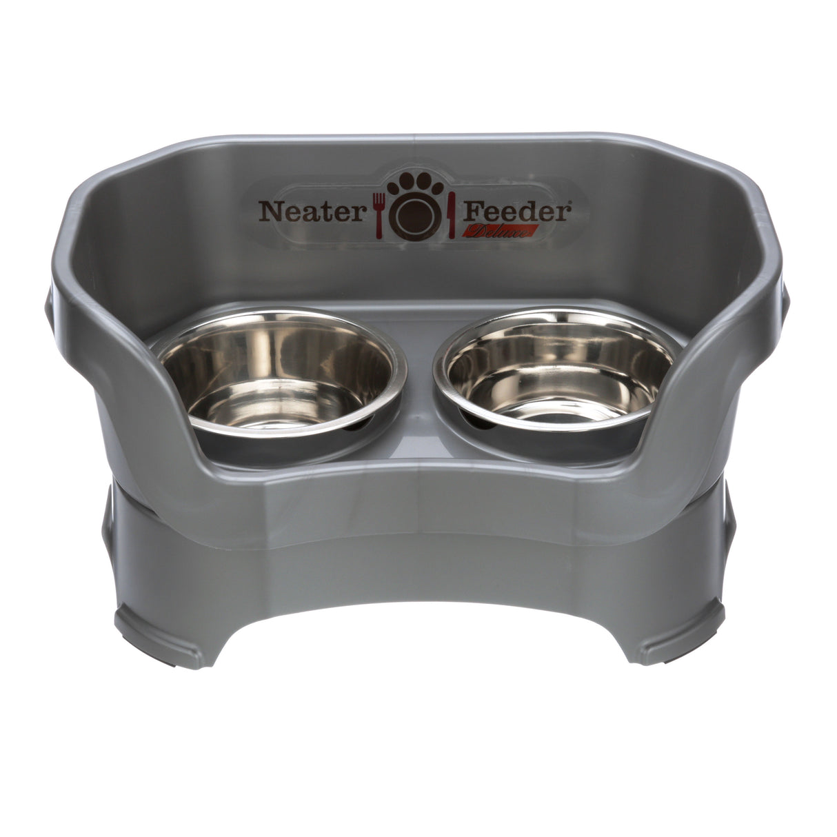 Deluxe Medium Dog Gunmetal Grey raised Neater Feeder dog bowls