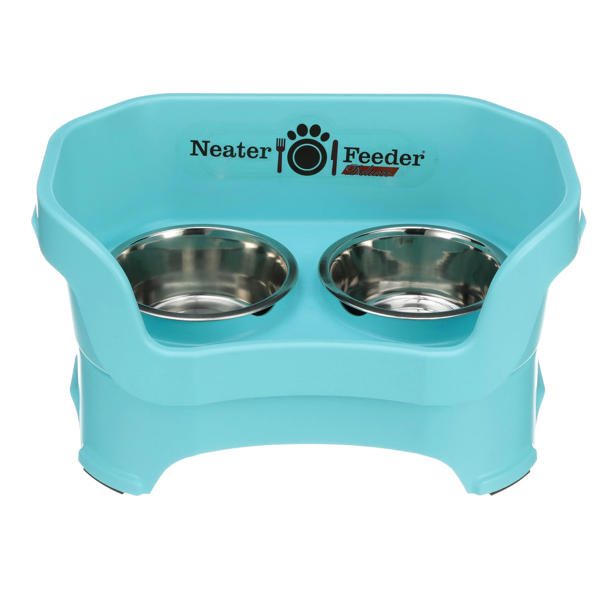 Deluxe Medium Dog Aqua raised Neater Feeder dog bowls
