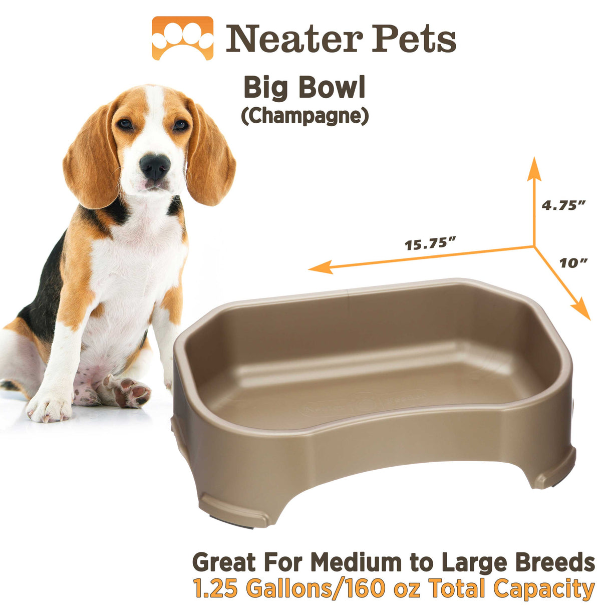Stainless Steel Dog Bowls for Large Dogs, High Capacity Metal Dog Food  Bowls, Ideal Food and Water Bowls for Large, X-Large, and Huge Dogs 1.25
