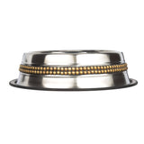 Decorative Brass Beaded Stainless Steel Non-Tip Bowl side view.