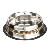 Decorative Brass Beaded Stainless Steel Non-Tip Bowl inside view