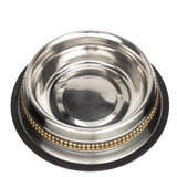 Decorative Brass Beaded Stainless Steel Non-Tip Bowl top view