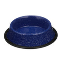 Blue Camping Bowl with white specs against a white background.