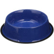 Blue Camping Bowl with white specs against a white background.