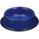 Blue Camping Bowl with white specs against a white background.