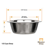 1.5 cup deep Stainless Steel Replacement Bowls for Neater Feeder dimensions