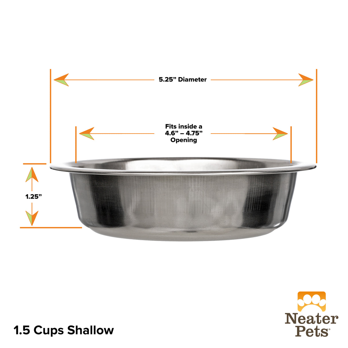 1.5 cup shallow Stainless Steel Replacement Bowls for Neater Feeder dimensions