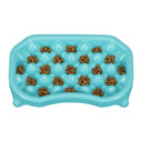 2.5 Aqua Neater Slow Feeder with food on a white background.