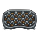 2.5 Gunmetal Grey Neater Slow Feeder with food on a white background.