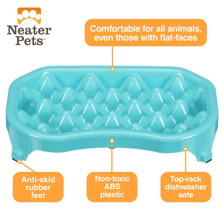 Diagram of the benefits of 2.5 cup Neater Slow Feeder