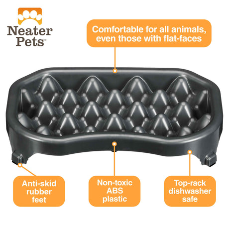 Diagram of the benefits of 2.5 cup Neater Slow Feeder