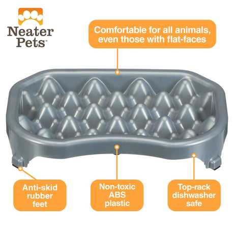 2.5 cup Neater Slow Feeder diagram of benefits 