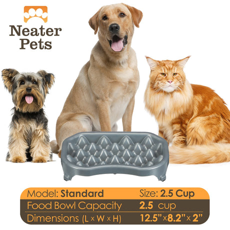 Dimensions and bowl capacity of the 6 cup Neater Slow Feeder