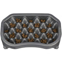 6 cup Gunmetal Grey Neater Slow Feeder with food on a white background.