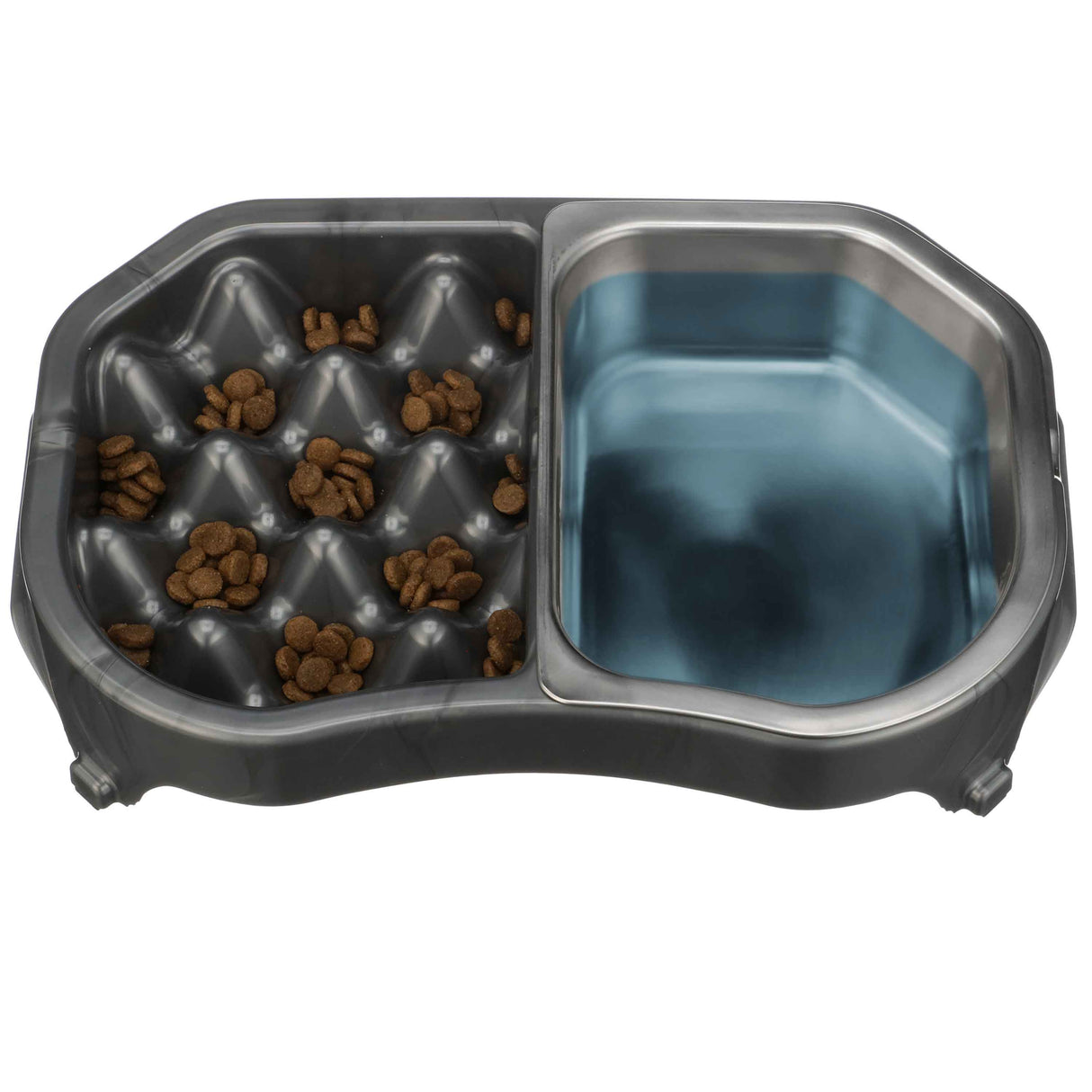 Gunmetal Grey Double Diner with stainless steel insert with food and water