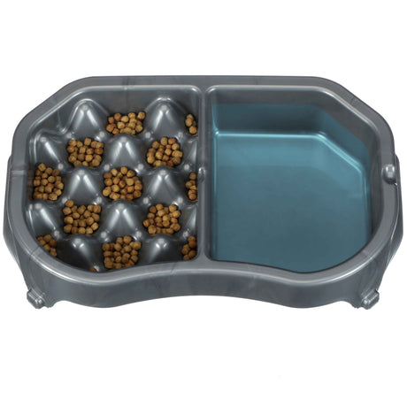 Gunmetal Grey Double Diner with food and water 