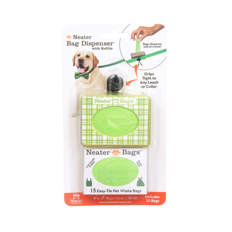 Neater Bag Dispenser green plaid pattern