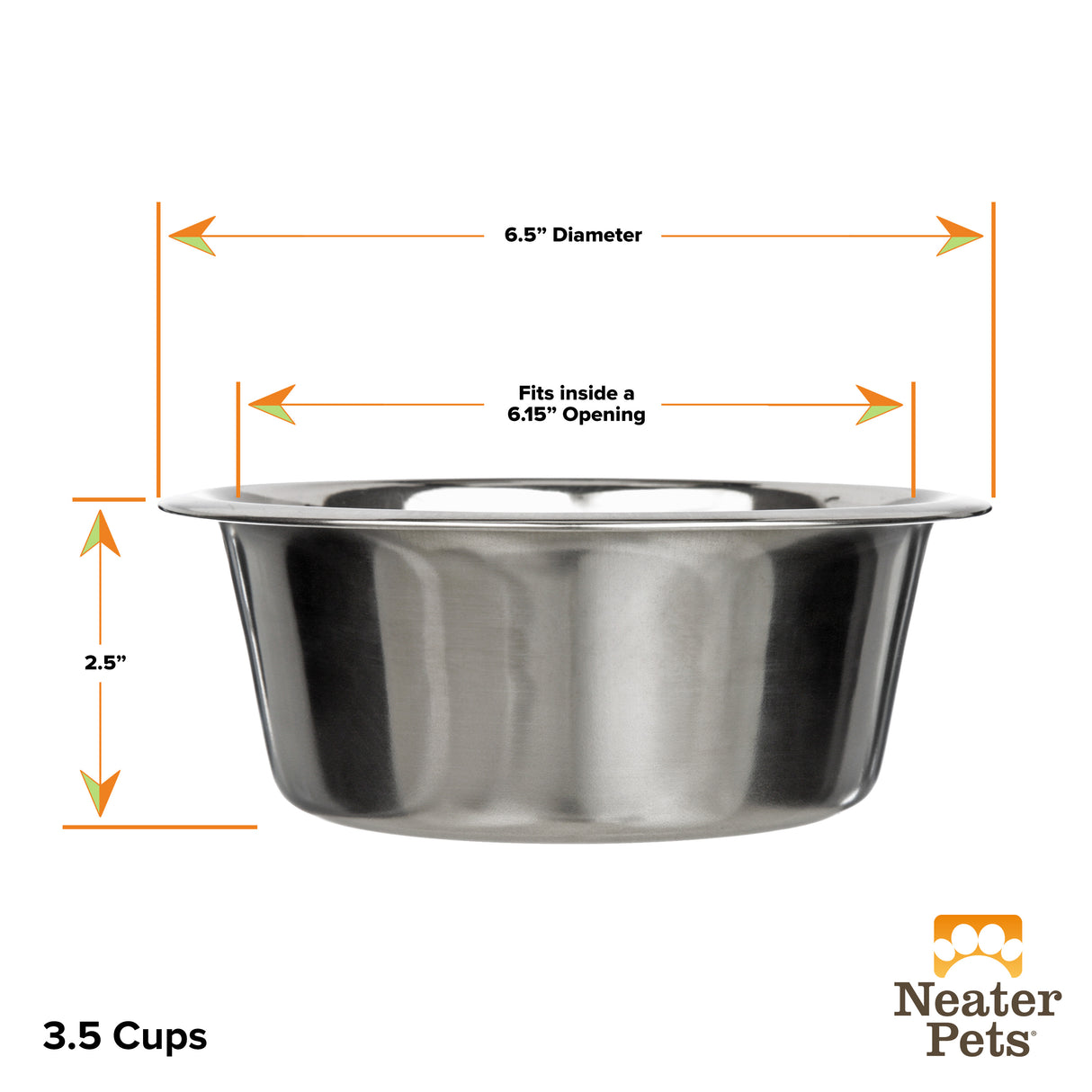 3.5 cup Stainless Steel Replacement Bowls for Neater Feeder dimensions